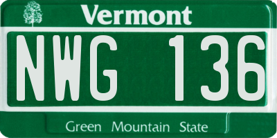 VT license plate NWG136