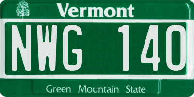 VT license plate NWG140