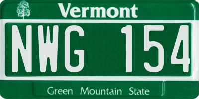 VT license plate NWG154