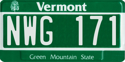 VT license plate NWG171