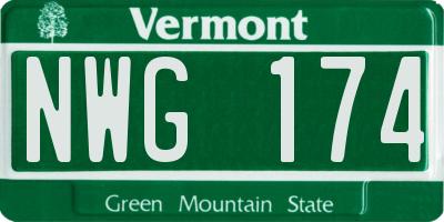 VT license plate NWG174