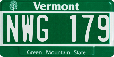 VT license plate NWG179
