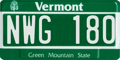 VT license plate NWG180