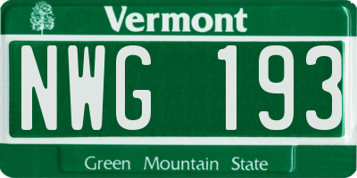 VT license plate NWG193