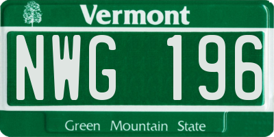 VT license plate NWG196