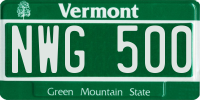 VT license plate NWG500