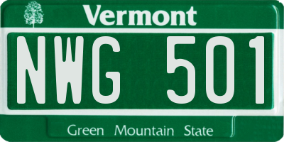 VT license plate NWG501