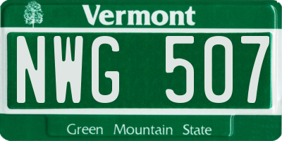VT license plate NWG507