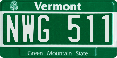 VT license plate NWG511
