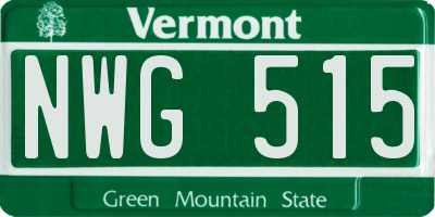VT license plate NWG515
