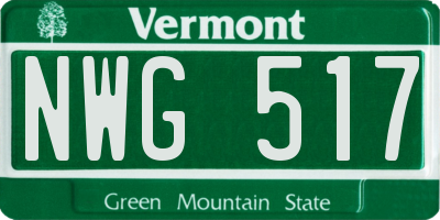 VT license plate NWG517