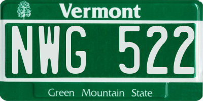 VT license plate NWG522