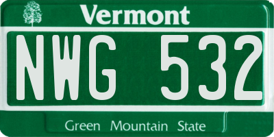 VT license plate NWG532