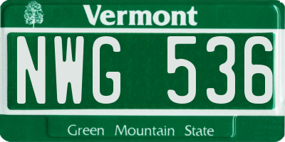 VT license plate NWG536