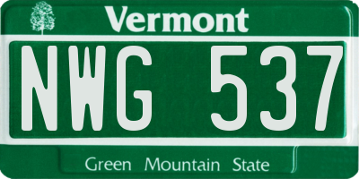 VT license plate NWG537