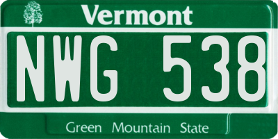 VT license plate NWG538