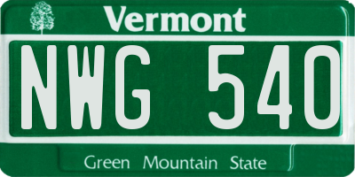 VT license plate NWG540