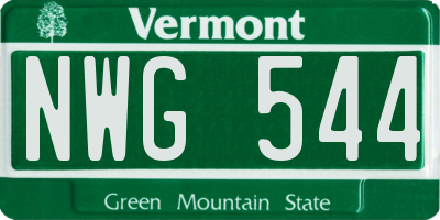 VT license plate NWG544