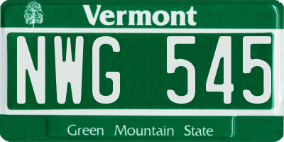 VT license plate NWG545