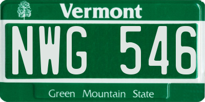 VT license plate NWG546