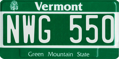 VT license plate NWG550