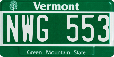 VT license plate NWG553