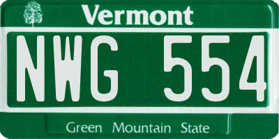 VT license plate NWG554