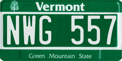 VT license plate NWG557