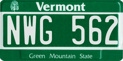 VT license plate NWG562