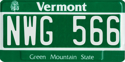 VT license plate NWG566
