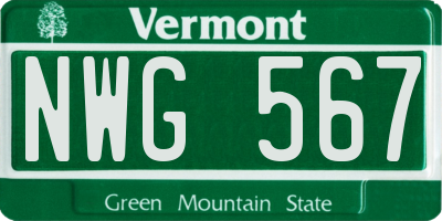 VT license plate NWG567