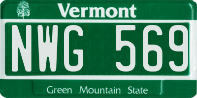 VT license plate NWG569
