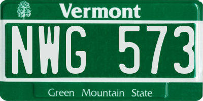VT license plate NWG573