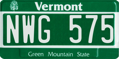 VT license plate NWG575