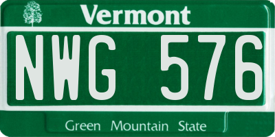 VT license plate NWG576