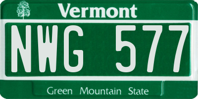 VT license plate NWG577