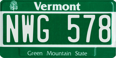 VT license plate NWG578