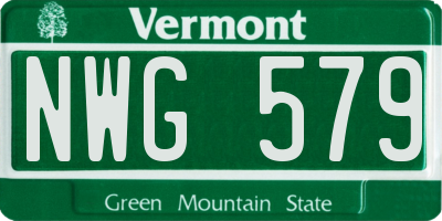 VT license plate NWG579