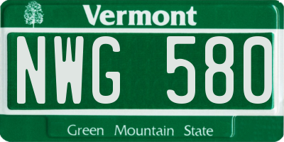 VT license plate NWG580