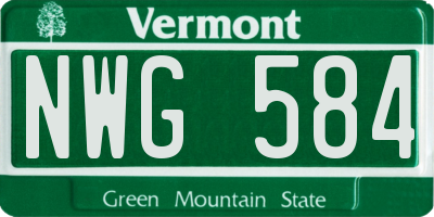 VT license plate NWG584