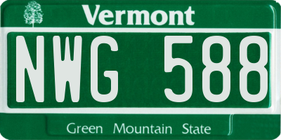 VT license plate NWG588