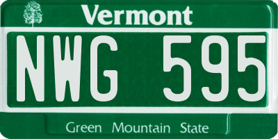 VT license plate NWG595