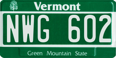 VT license plate NWG602
