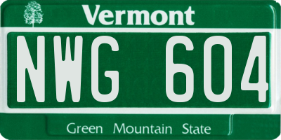 VT license plate NWG604