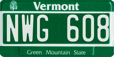 VT license plate NWG608