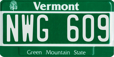 VT license plate NWG609