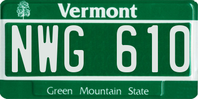 VT license plate NWG610