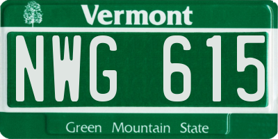 VT license plate NWG615