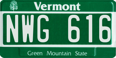 VT license plate NWG616