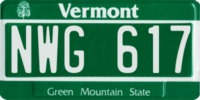 VT license plate NWG617